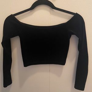 Black Velvet Long Sleeve Crop Top